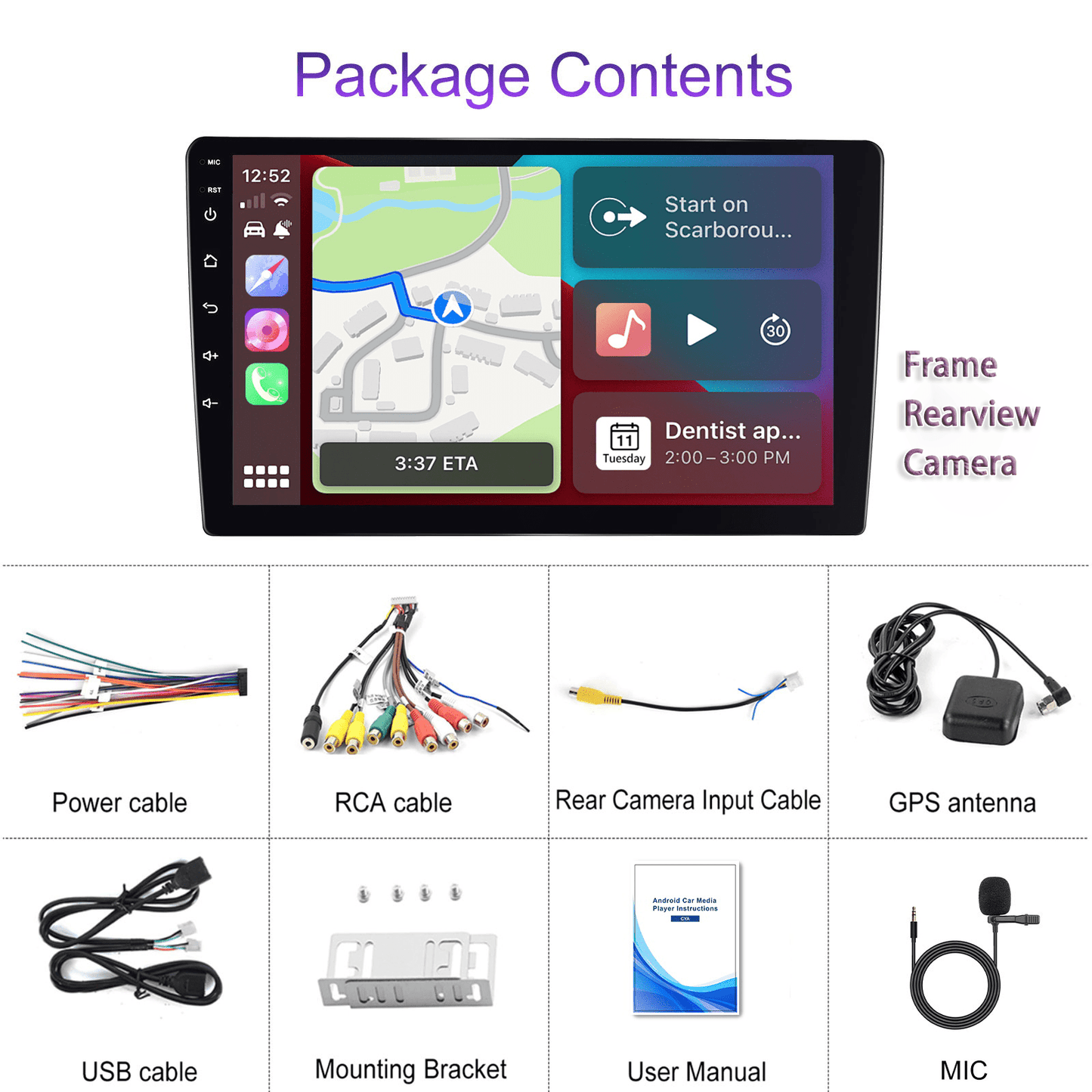 Autoradio – Auto Radio – Multimedia Speler – DAB+ Radio – Inbouw Radio – 9 Inch Touchscreen – Draadloze CarPlay & Android Auto