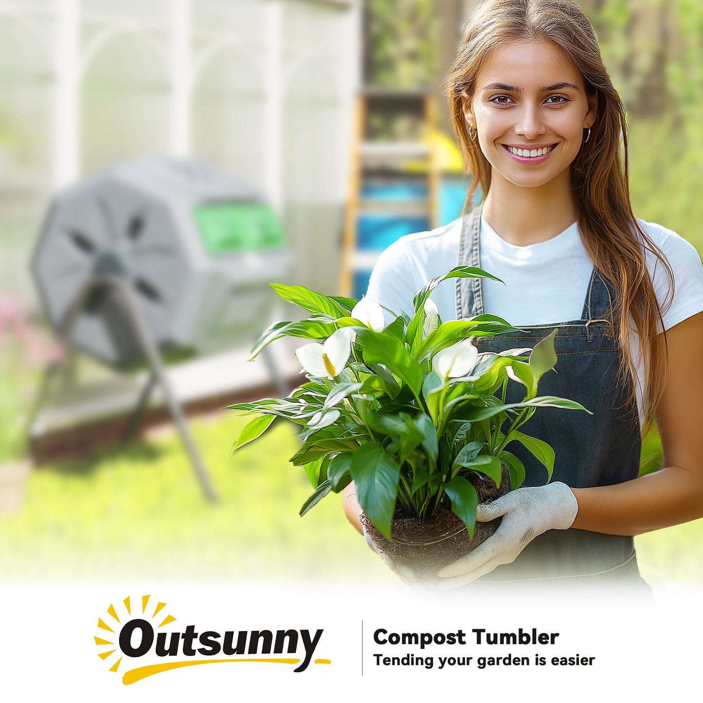 Compostbak – Compostcontainer – Compostton – Compostvat – Composteerbak – 2-Kamer Systeem – 160L Capaciteit – Draaibare Trommel – Grijs Groen Zwart