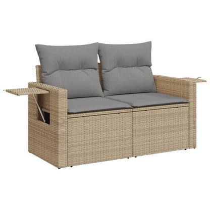 Loungeset Tuinset Loungesofa Terrasmeubilair Buitenmeubels – Beige 7-delig – Resin Vlechtwerk – Weerbestendig – Comfortabele Polyester Kussens