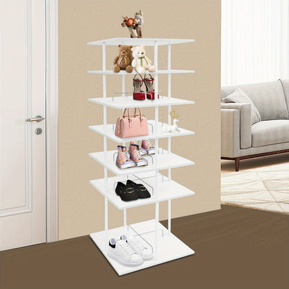 Schoenenkast – Schoenenrek – Schoenenopberger – Schoenenbank – Schoenenhanger – 6 Lagen – Wit Kunststof en Metaal – Tot 24 Paar Schoenen