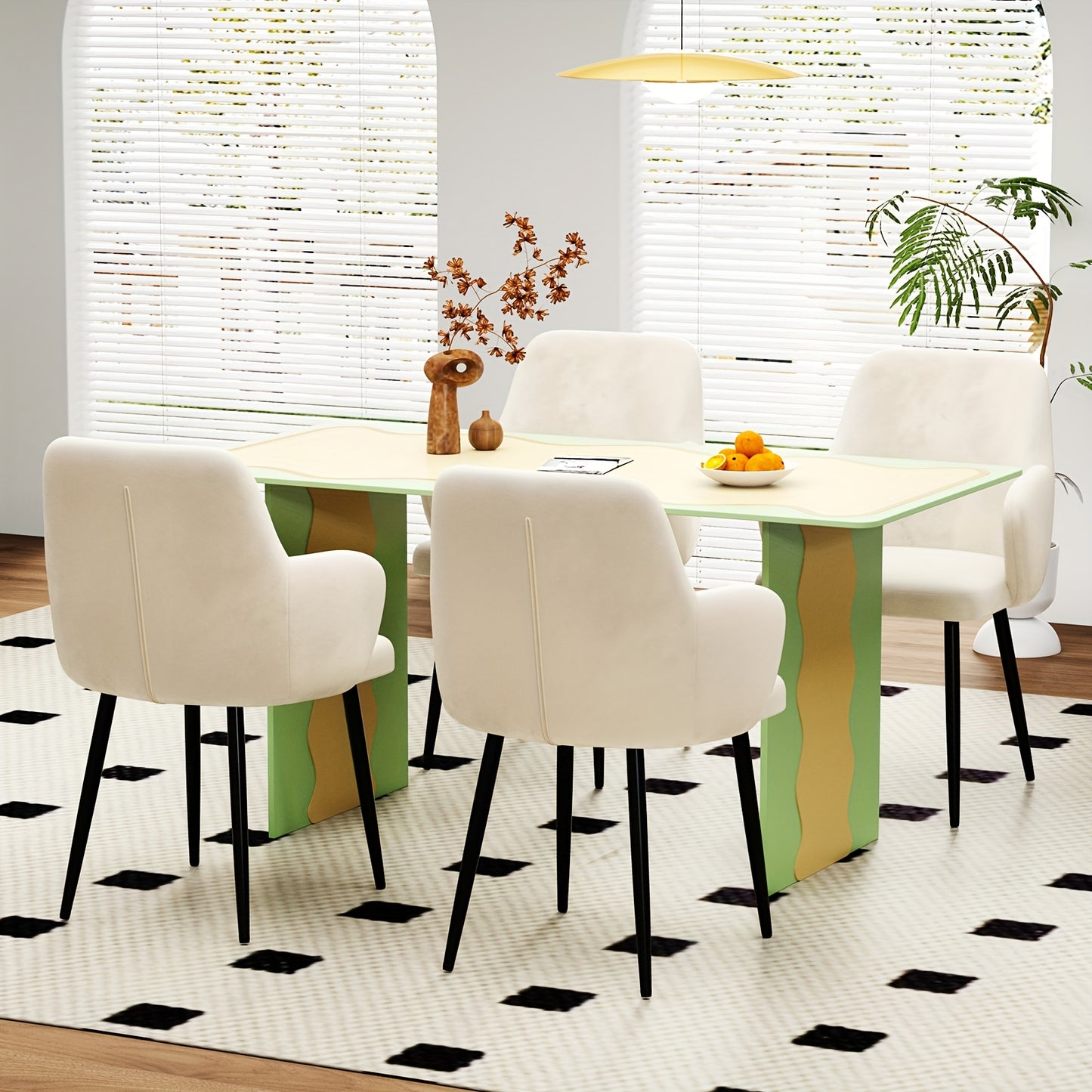 Eetkamerstoel – Stoel – Kuipstoel – Keukenstoel – Eettafelstoel – Set van 2 – Velvet Bekleding – Metalen Onderstel – Brede Rugleuning – Wit