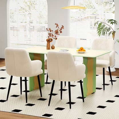 Eetkamerstoel – Stoel – Kuipstoel – Keukenstoel – Eettafelstoel – Set van 2 – Velvet Bekleding – Metalen Onderstel – Brede Rugleuning – Wit