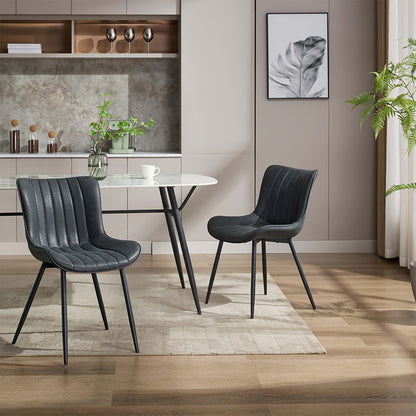 Eetkamerstoelen – Dining Chairs – Keukenstoelen – Stoelen Set – Zitmeubels – Set Van 2 – Zwart Kunstleer – Metalen Poten – Ruimtebesparend & Makkelijk Schoon Te Maken