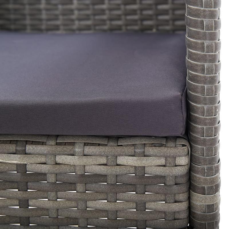 Tuinstoelen – Tuinstoel Outdoor – Inklapbare Stoel – Loungestoel – Stapelbare Tuinstoel – Polyrattan Grijs – Set van 2 – Weerbestendig & Comfortabele Donkergrijze Kussens