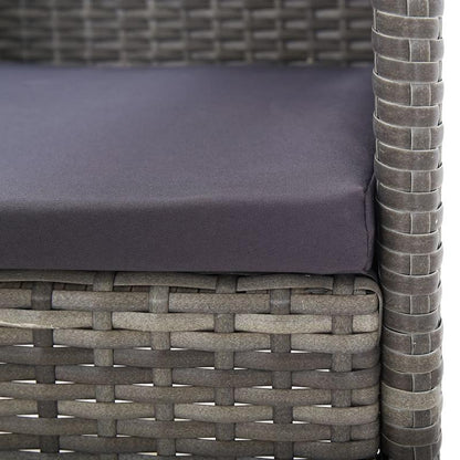 Tuinstoelen – Tuinstoel Outdoor – Inklapbare Stoel – Loungestoel – Stapelbare Tuinstoel – Polyrattan Grijs – Set van 2 – Weerbestendig & Comfortabele Donkergrijze Kussens