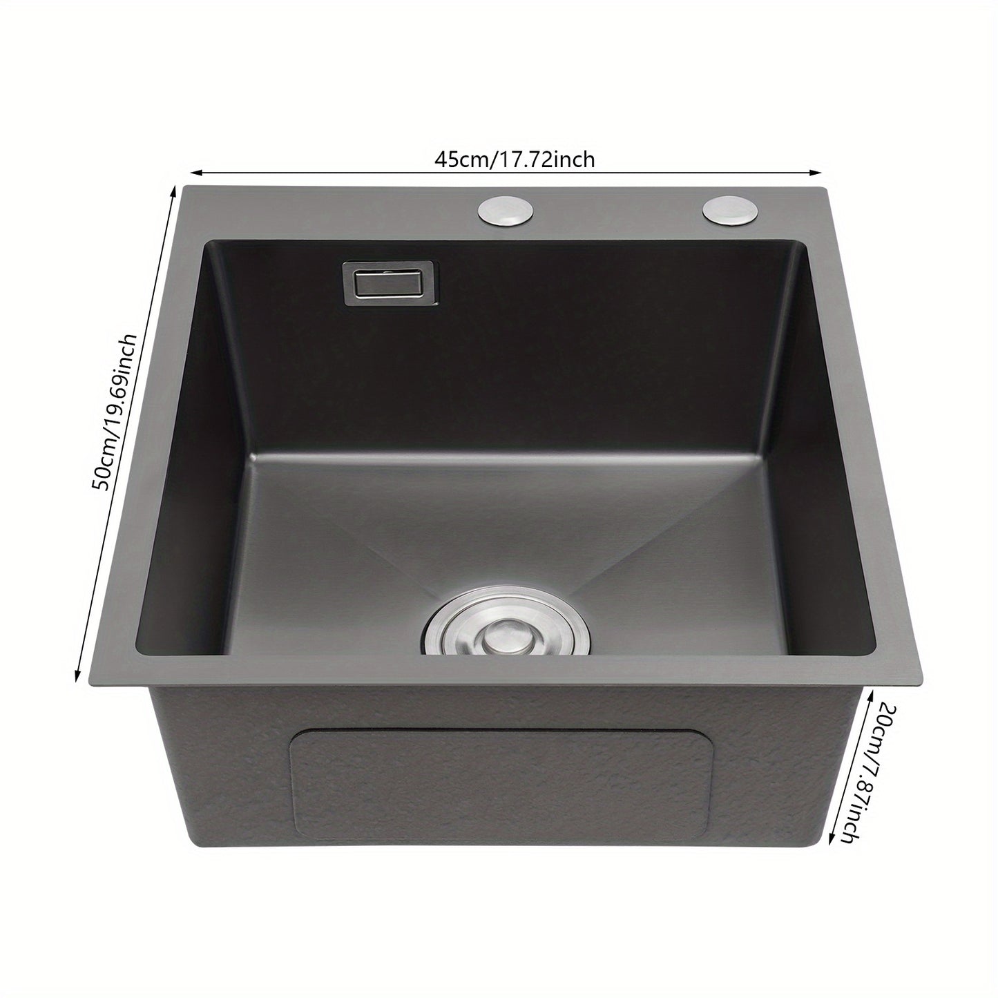 45*50 sink+ drainer- length 45 width 50 (black), stainless Steel Golden Rectangular Sink for Kitchens, Restaurants, Cafes, Bars, Hotels