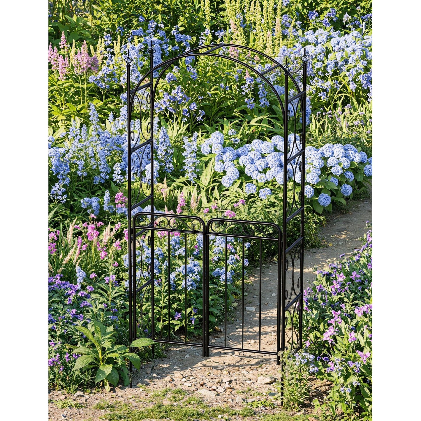 Tuinboog – Metalen Boog – Klimboog – Tuinpoort – Klimrek – Zwart Metaal – 243,84 cm Hoog – Weerbestendig & Roestvrij