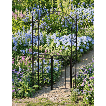 Tuinboog – Metalen Boog – Klimboog – Tuinpoort – Klimrek – Zwart Metaal – 243,84 cm Hoog – Weerbestendig & Roestvrij