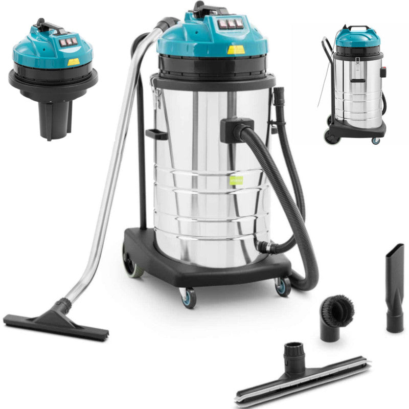 Industriële Stofzuiger – Bouwstofzuiger – Nat- en Droogzuiger – Alleszuiger – Waterzuiger – 3000 W Vermogen – 80 Liter Roestvrijstalen Tank