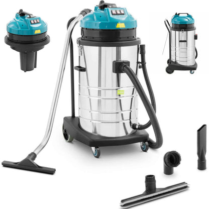 Industriële Stofzuiger – Bouwstofzuiger – Nat- en Droogzuiger – Alleszuiger – Waterzuiger – 3000 W Vermogen – 80 Liter Roestvrijstalen Tank