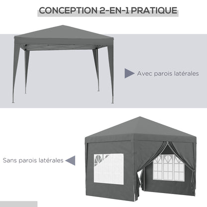 Partytent – Vouwtent – Paviljoen – Outdoor Tent – Evenemententent – 3 x 3 Meter – 4 Afneembare Wanden – Inclusief Grijze Transporttas