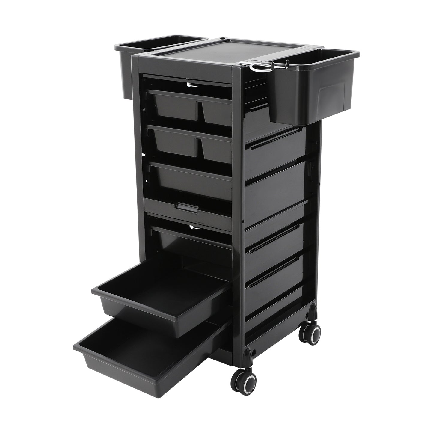 Heavy-Duty Rolling Salon Storage Cart with 6 Trays & 2 Baskets - Mobile Beauty Organizer with Locking Wheels, Large Capacity Salon Cart, Sturdy Metal Frame & ABS Construction, Space-Saving Design for Salon, Spa, Barber Shop,