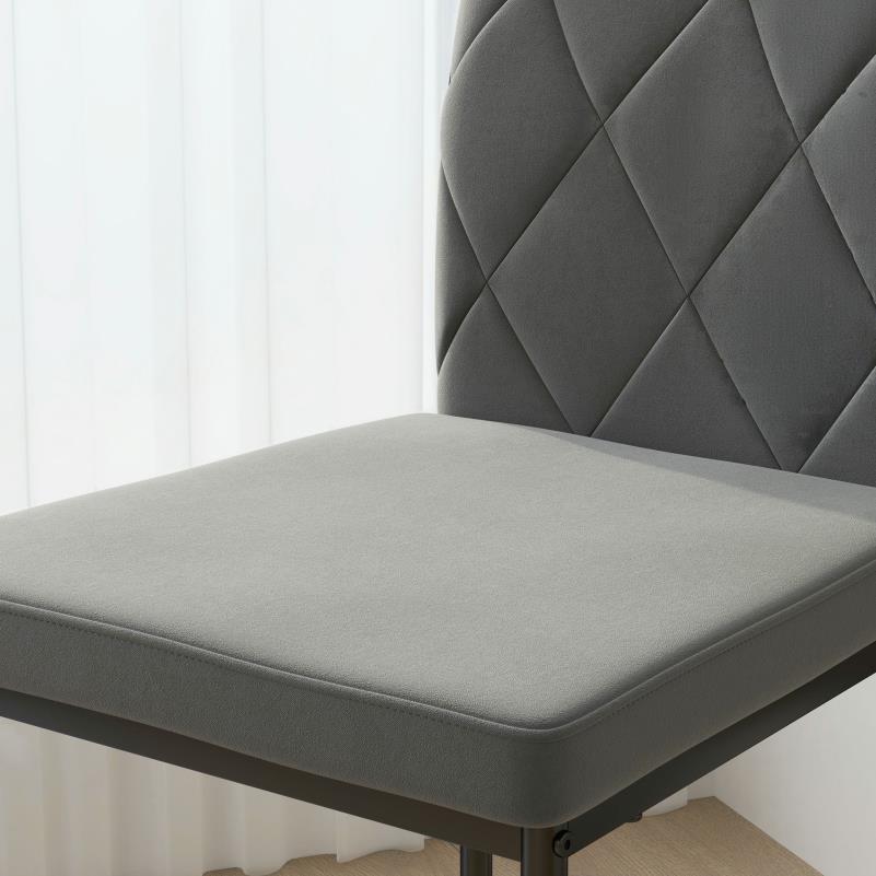 Eetstoel – Eetkamerstoel – Kuipstoel – Stoel – Stoeltjes – Set Van 4 – Velvet Stof – Met Armleuningen – Metalen Poten – Donkergrijs – Comfortabele Rugleuning