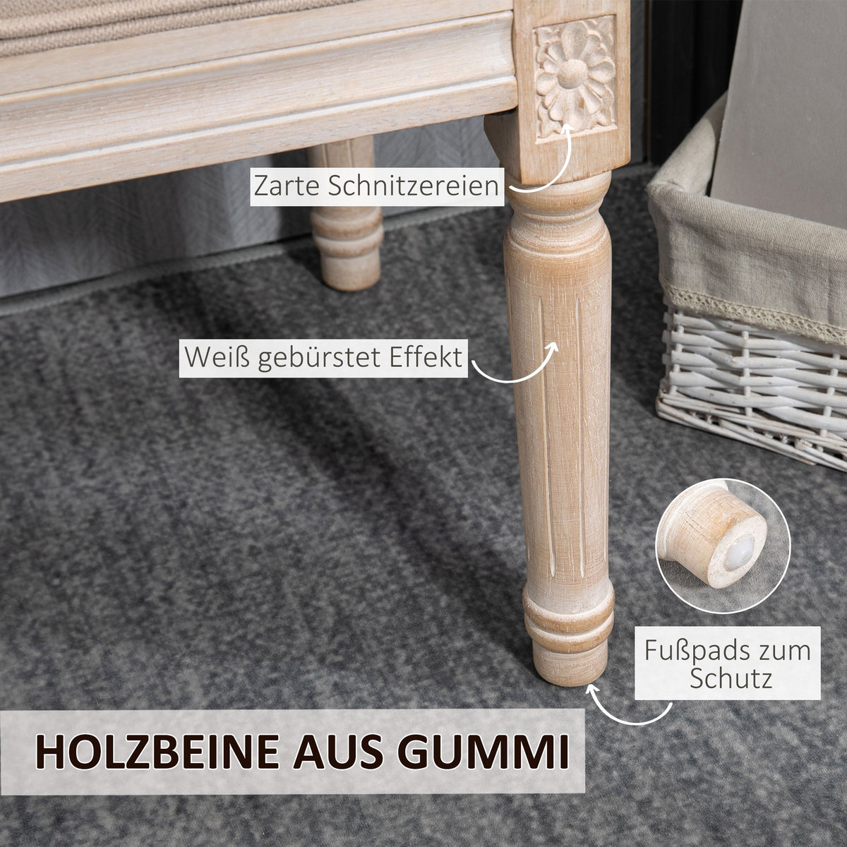 Vintage Bankje – Zitbankje – Schoenenbank – Retro Bank – Meubelbank – Creme Wit – Button Tufting – Gedraaide Poten – Comfortabel Zitvlak – Duurzame Constructie