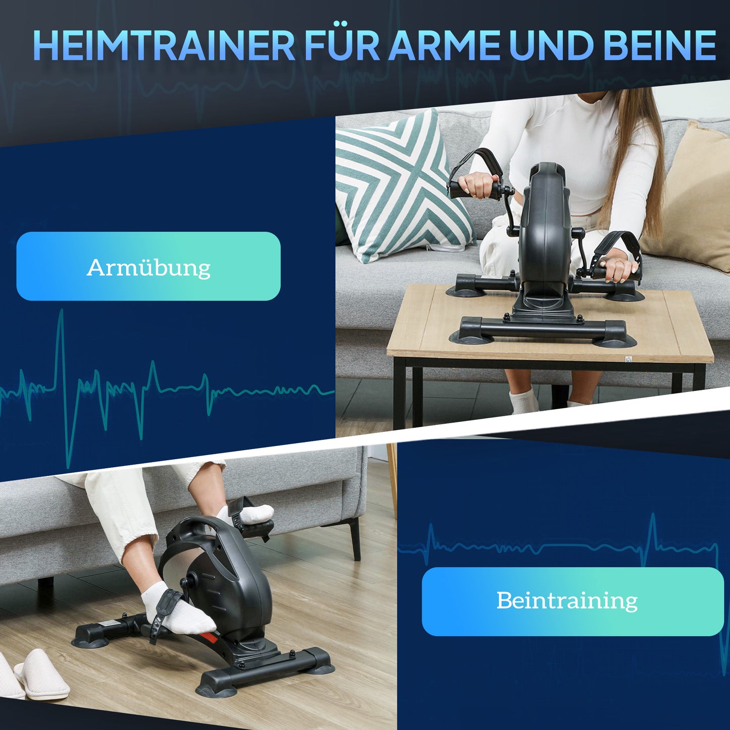 Mini Hometrainer – Stoelfiets – Bureaufiets – Beentrainer – Fietstrainer – 8 Weerstandsniveaus – Compact Metaal & Kunststof Design