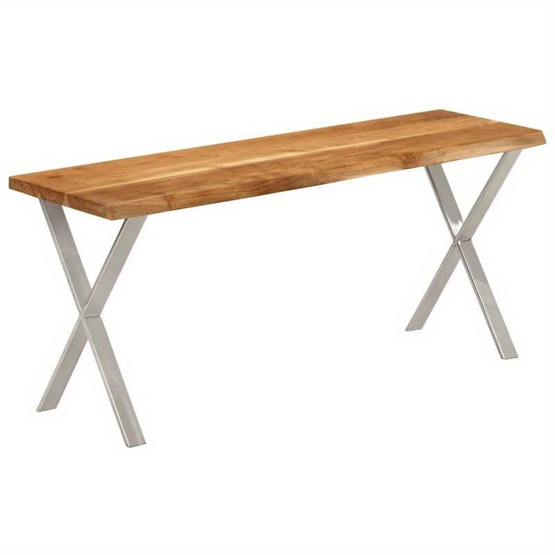 Bench with a Natural Edge, 105 Cm, Made of Solid Acacia Wood. This Bench Is Ideal As a Shoe Stool in Your Hallway Or As a Storage Stool in Your Living Room.