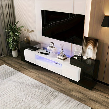 TV-meubel – TV-kast – TV-dressoir – Entertainmentmeubel – TV-standaard – Zwart-Wit Design – Geschikt voor TV tot 165 cm – Ruime Opbergruimte