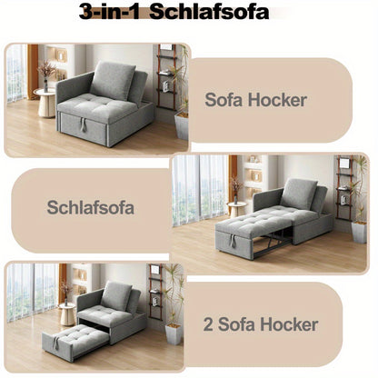 Upholstered Bed Sofa Bed 3 in 1 Multi-Function Sofa Bed, Linen Sofa with Adjustable Backrest, Sofa Bed for Small Spaces