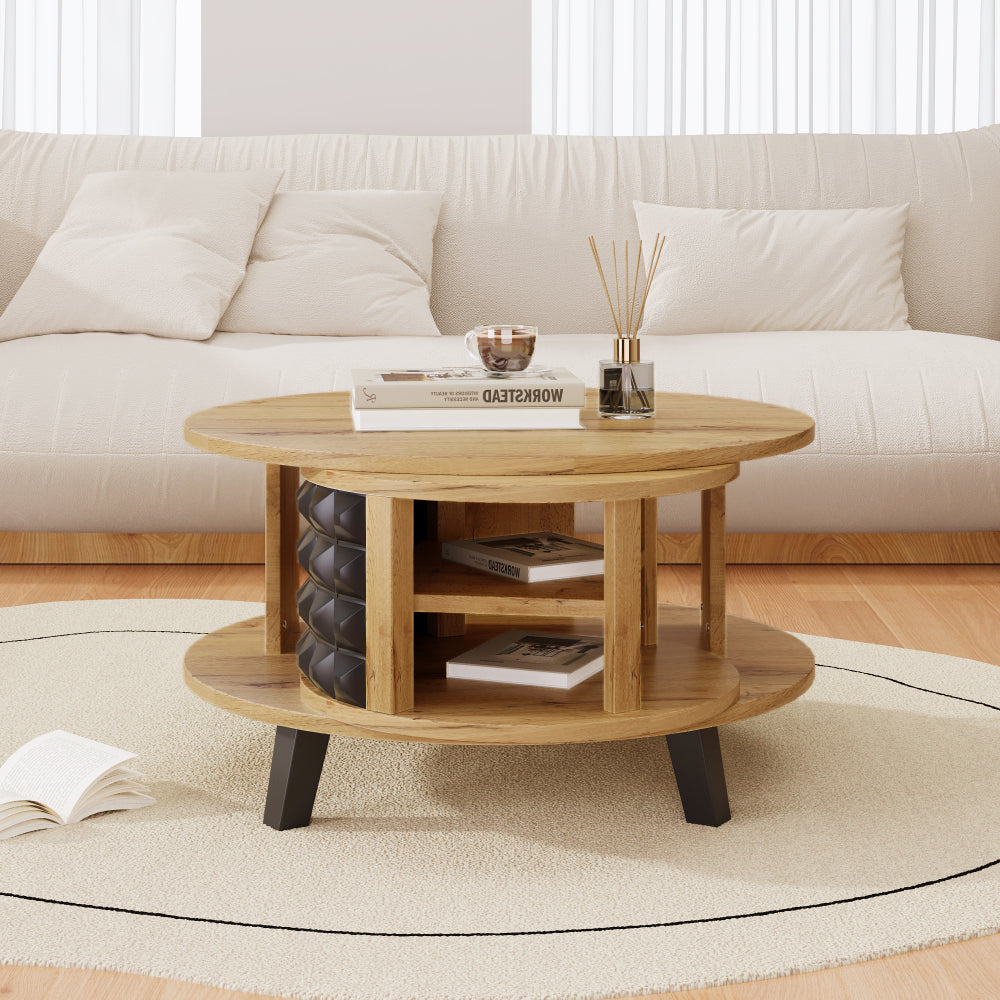 Coffee Table, Swivel Table, Side Table with Concealed Built-in Storage