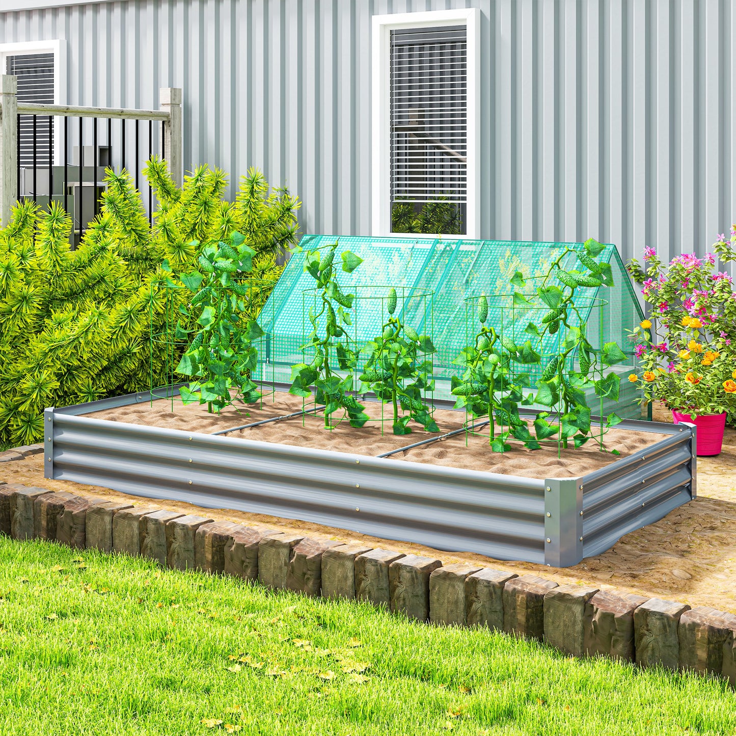 Verhoogd Plantbed – Stalen Border – Bloemenbak – Tuinbak – Kruidenbak – Weerbestendig Staal – Anti-Cut Randen – Comfortabel Tuinieren