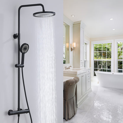 Doucheset – Douche Set – Regendouche – Handdouche – Douchekraan – Constante Temperatuur 38°C – 25 cm Regendouchekop Zwart