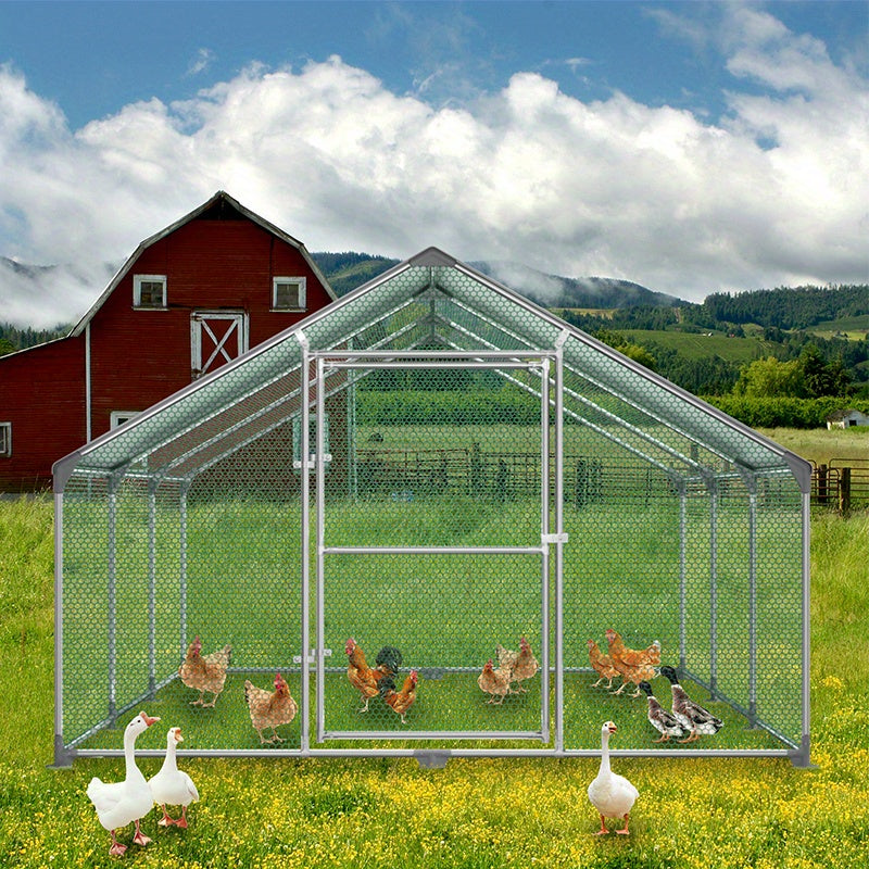 Kippenren – Kippenhok – Buitenren – Pluimveestal – Dierenren – Extra Groot 3x6x2m – Gegalvaniseerd Stalen Frame – PE Dak – Veilig & Ventilerend