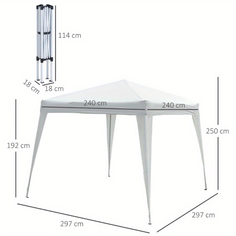 Partytent – Tent – Prieel – Paviljoen – Zonnezeil – Inklapbaar – UV-bescherming – Stalen Frame – 2,4x2,4 Meter – Draagtas – Wit