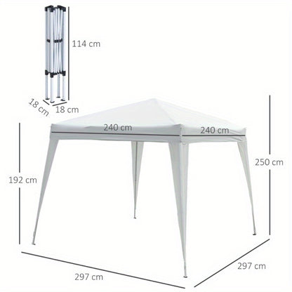 Partytent – Tent – Prieel – Paviljoen – Zonnezeil – Inklapbaar – UV-bescherming – Stalen Frame – 2,4x2,4 Meter – Draagtas – Wit