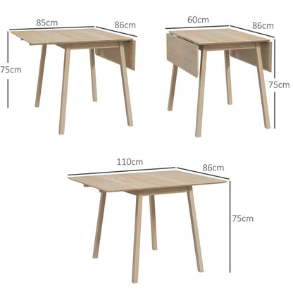 Lightweight Foldable Dining Table with Wood-Like Top & Sturdy Metal Legs - Space-Saving 2-in-1 Surface, Compact Foldable Design (110x86x75cm) for /Outdoor Use, Apartments, Camping, Picnic - Modern Kitchen Table