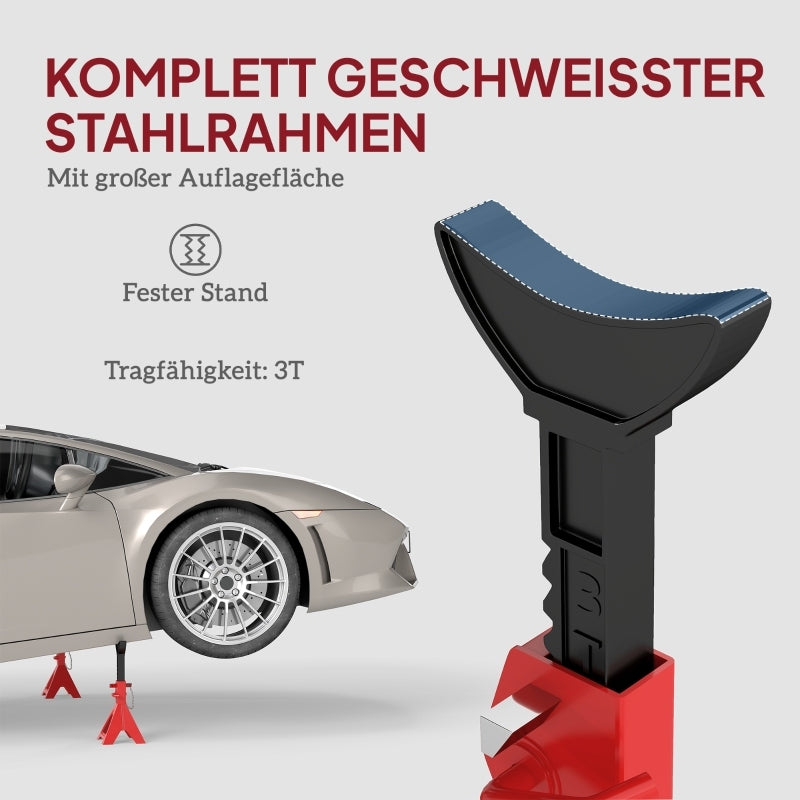 Autokrik – Kriksteunen – Assteunen – Garagekrik – Potkrik – Verstelbaar 29-41,8 cm – Draagvermogen 3 Ton – Robuuste Stalen Constructie