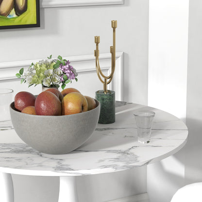 Ronde Eettafel – Ronde Tafel – Compact Eettafeltje – Kleine Keukentafel – Bistrotafel – MDF Melamine Blad – Gepoedercoat Stalen Onderstel 70x74 cm Wit