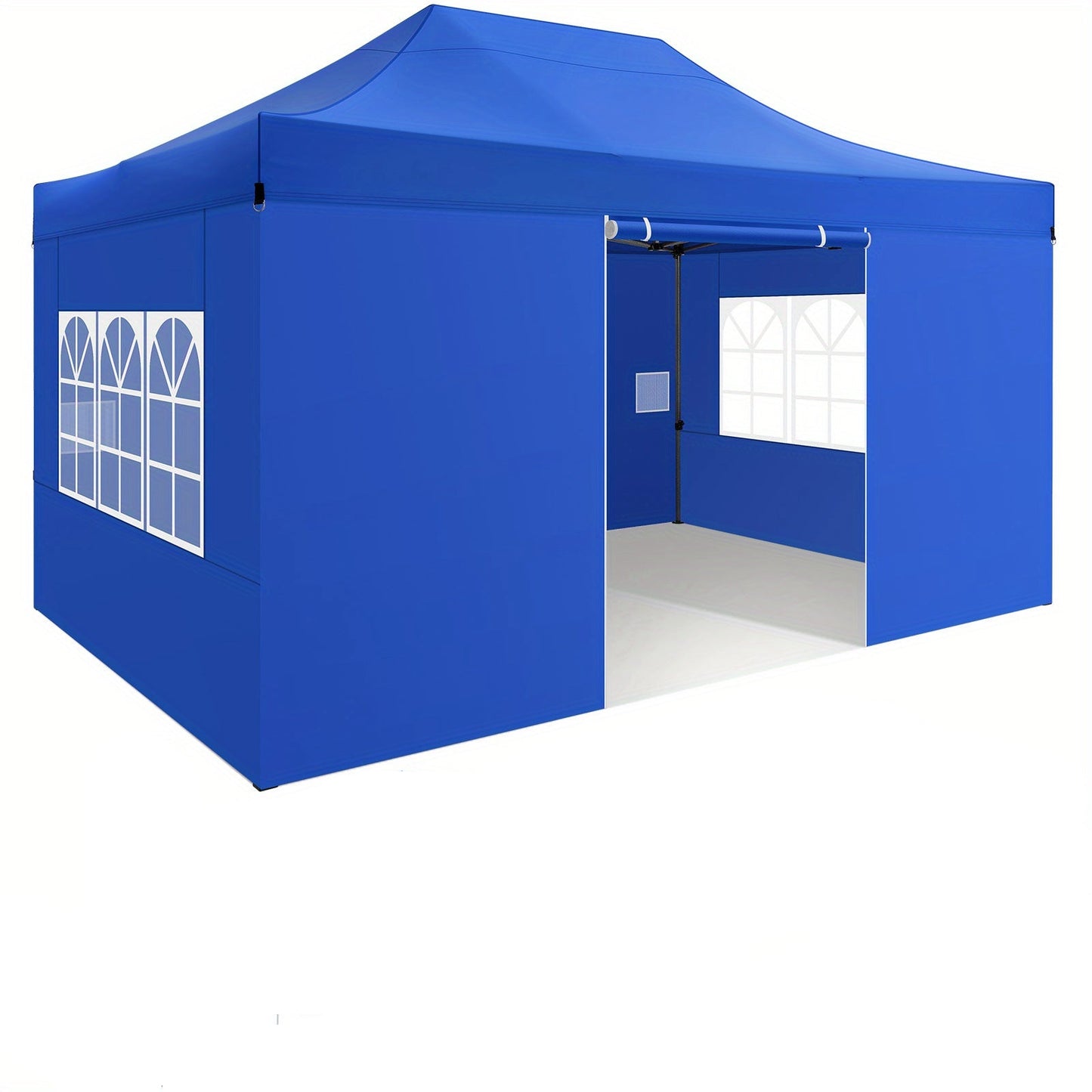 Pop-up Tent – Partytent – Markttent – Overkapping – Evenemententent – Blauw – Verstelbare Hoogte 2,5-4,5m – Stevig Aluminium Frame