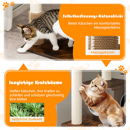 Krabpaal – Kattentoren – Klimmeubel – Krabmeubel – Kattenmeubel – 6 Lagen Met Kattenhol – 175 cm Hoog – Stevig Sisal – Zachte Wasbare Stoffen