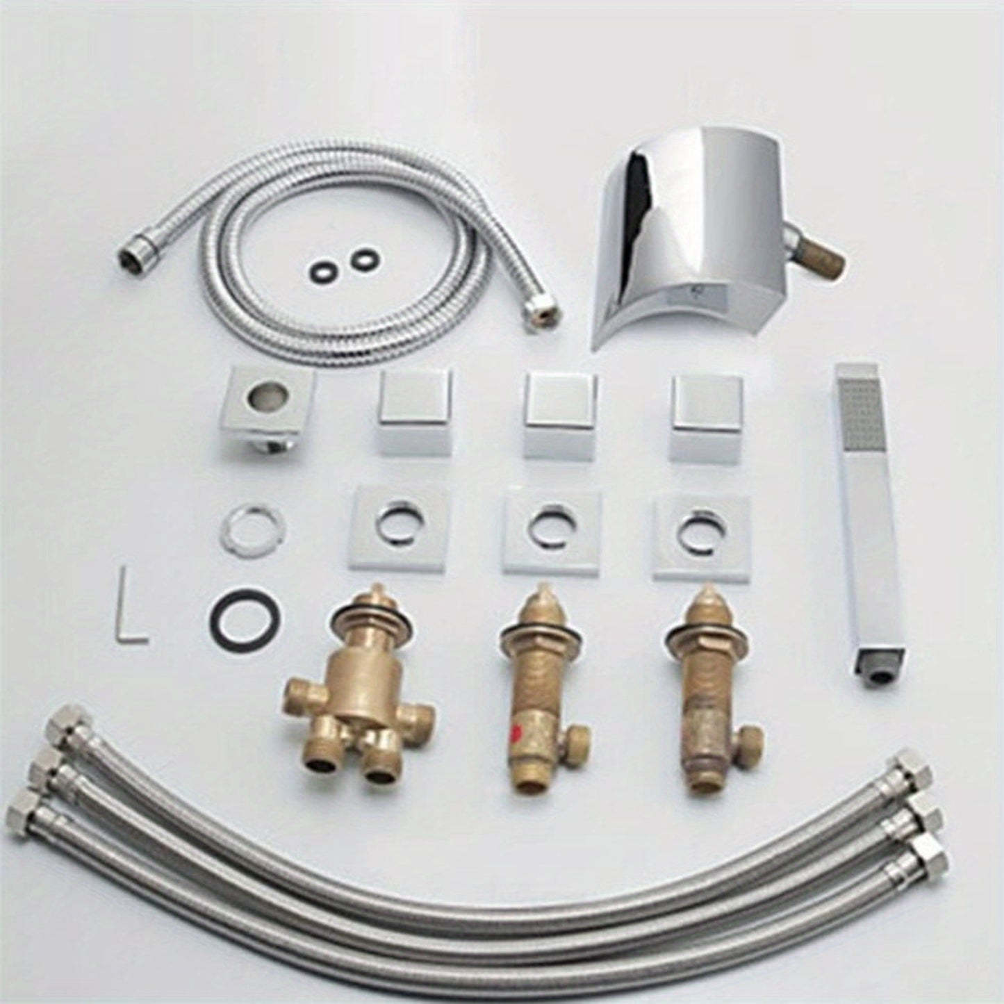 Badkraan – Badmengkraan – Badthermostaat – Douchekraan – Badarmatuur – Messing Met Chroom Afwerking – Compleet Met Handdouche En Watervaluitloop