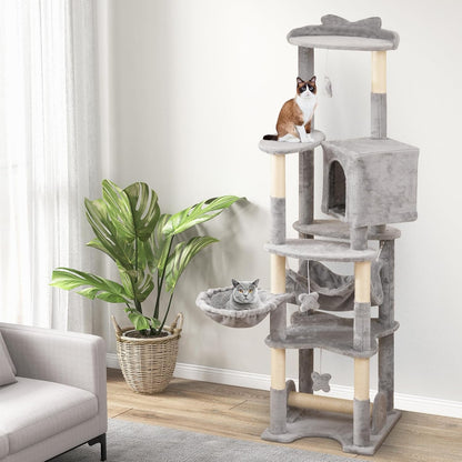 Krabpaal – Kattenkrabpaal – Kattenboom – Krabmeubel – Krabton – 176 cm Hoog – Stevig Hout & Sisal