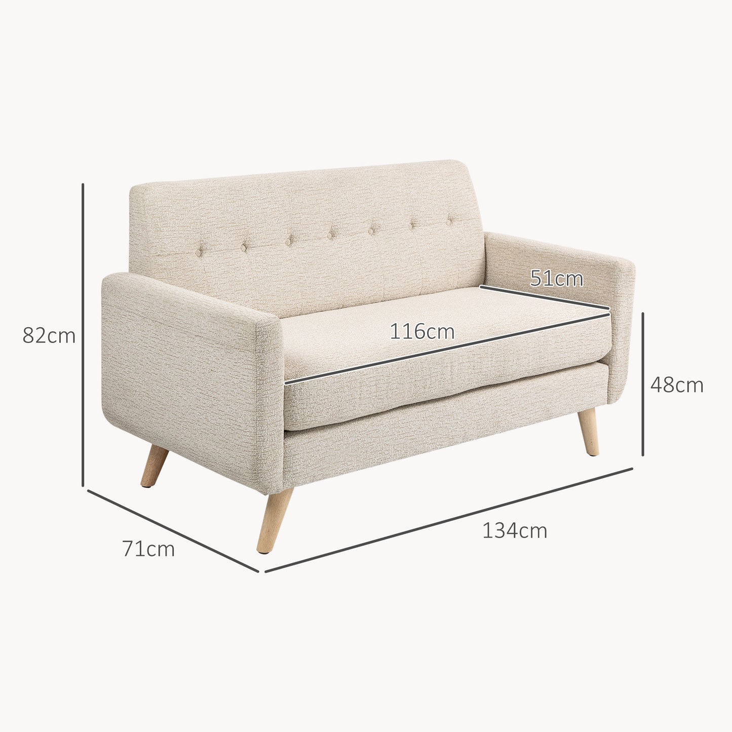 Bankstel 2-Zitsbank – Loveseat – Zitbank – Sofa – Tweezits – Fluweelzachte Polyester Bekleding – Stevig Houten Frame
