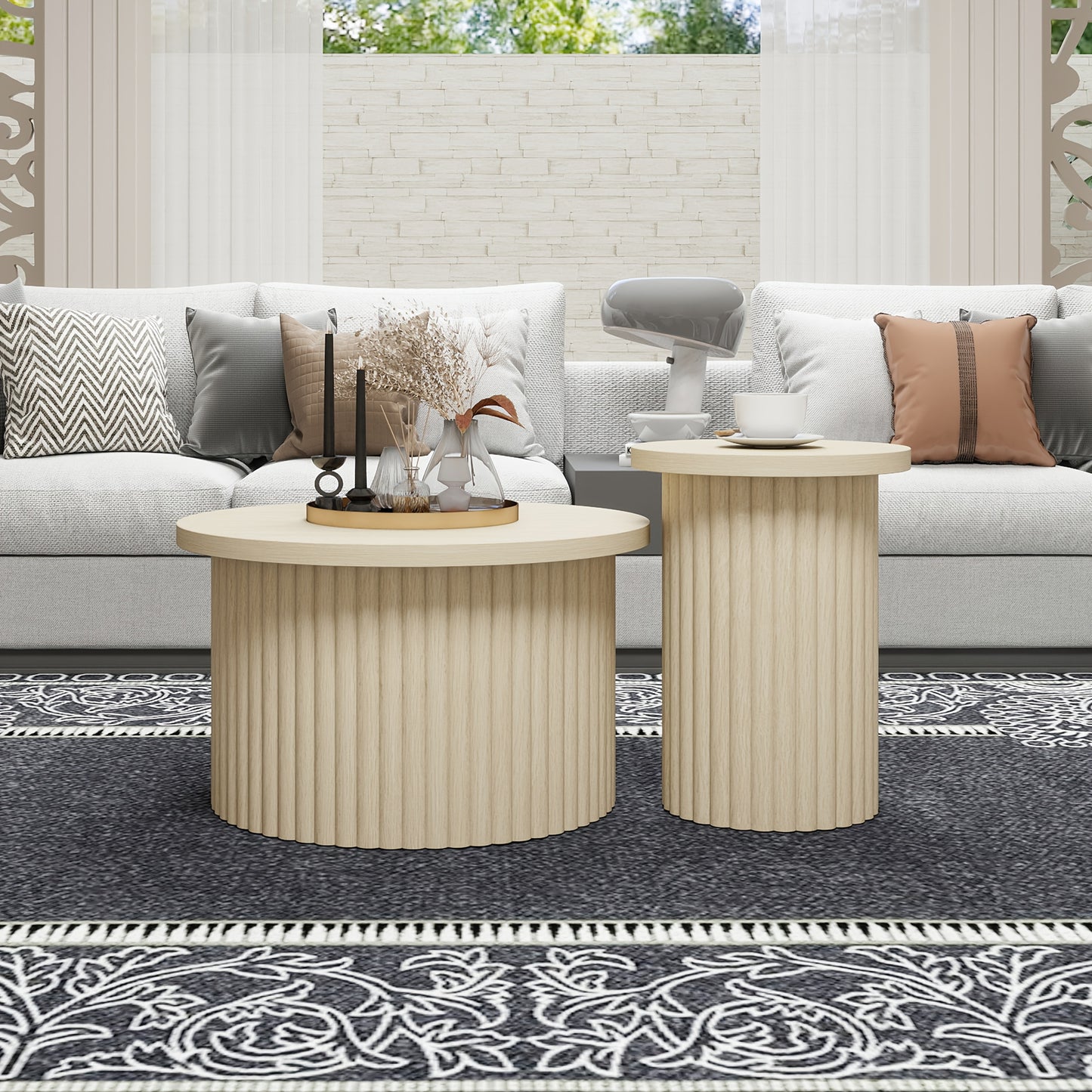Salontafel – Koffietafel – Bijzettafel – Opbergtafel – Woonkamertafel – Rond Design – Zwart Hardhout MDF – Met Opbergruimte en Golvend Deksel – Eenvoudige Montage