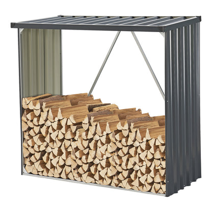 Houtopslagrek – Houtrek – Houtberging – Haardhoutrek – Brandhoutrek – Stalen Constructie – Weerbestendig Antraciet 155x45x157 cm