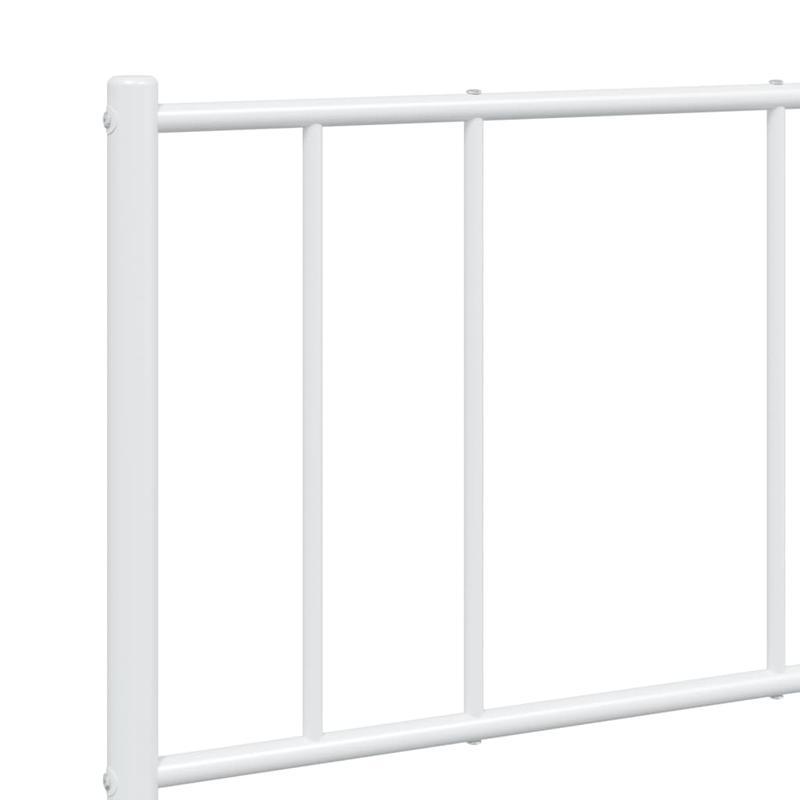 Modern White Metal Bed Frame with Headboard and Footboard - 140x200cm, Minimalist Contemporary Design, Includes Storage Drawers, Easy Assembly, No Power Needed, Bedroom Furniture, Sleek Metallic Finish, Sturdy Construction, B