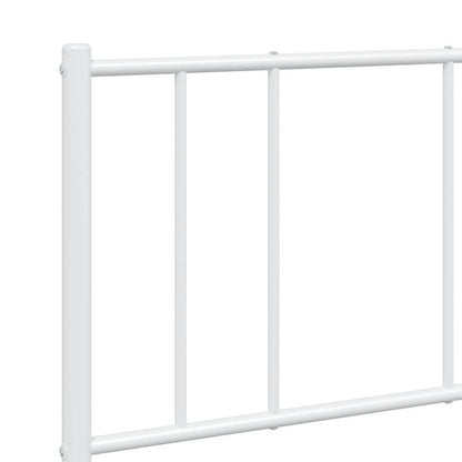 Modern White Metal Bed Frame with Headboard and Footboard - 140x200cm, Minimalist Contemporary Design, Includes Storage Drawers, Easy Assembly, No Power Needed, Bedroom Furniture, Sleek Metallic Finish, Sturdy Construction, B
