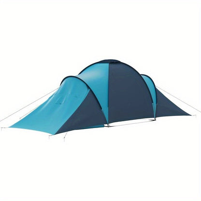 6-Persoons Campingtent – Bivak Tent – Kampeertent – Outdoor Tent – Backpack Tent – Lichtgewicht PVC – Hexagonaal Design – Blauw-Wit Gestreepte Binnenkant – Duurzaam Met Stabiele Stokken