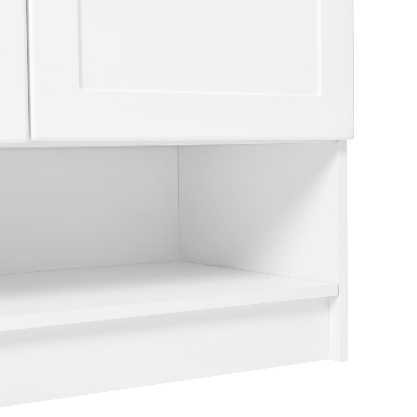 Schoenenkast – Schoenenrek – Schoenenopberger – Halkast – Schoenenkastje – Vloerstaand – Verstelbare Planken – Bamboe Wit Met Gouden Handvat