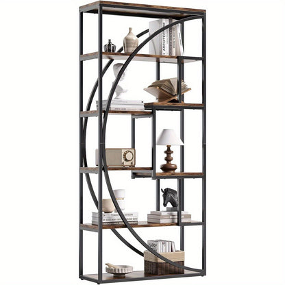 Boekenkast – Boekenrek – Opbergkast – Vakkenkast – Boekplank – Industrieel – Metalen Frame & Houten Planken – 70,8 Inch Hoog – Open Achterzijde