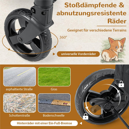 Hondenwagen – Hondenbuggy – Huisdier Trolley – Dierenwagen – Hondenwagen Opvouwbaar – Voor Middelgrote en Grote Honden – Met Mesh Ramen en Verstelbaar Handvat – Grijs