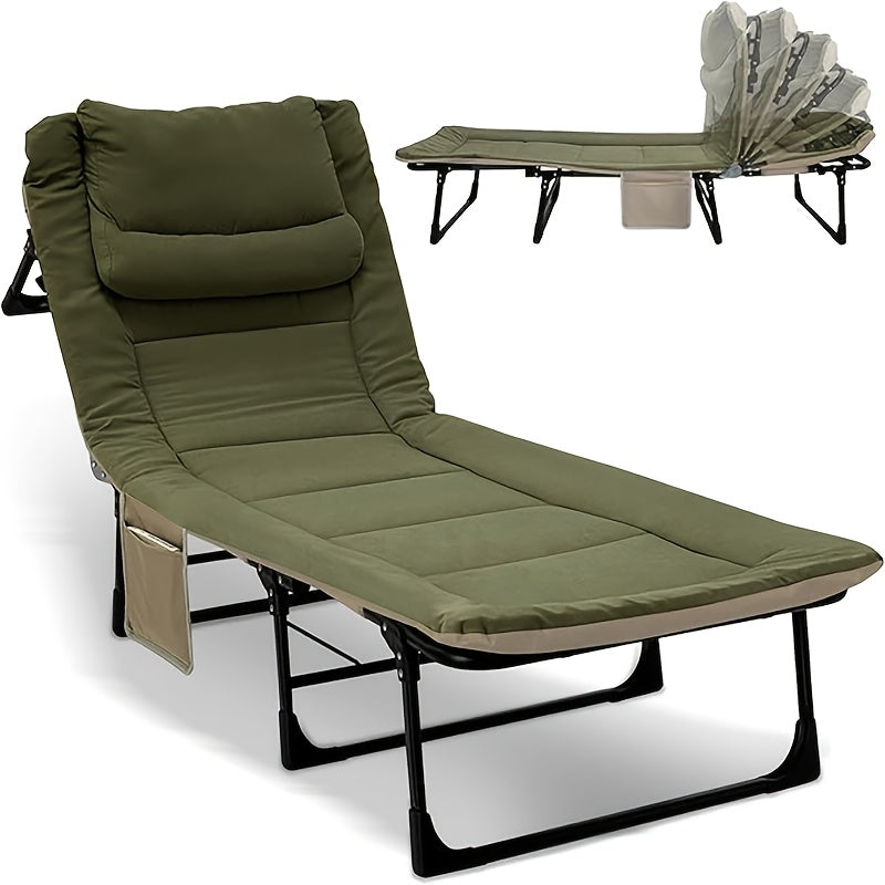 Ligstoel – Tuinstoel – Strandstoel – Zonnebed – Chaise Longue – 6 Verstelbare Standen – Belastbaar Tot 180 kg – Inklapbaar – Groen – 190x68 cm