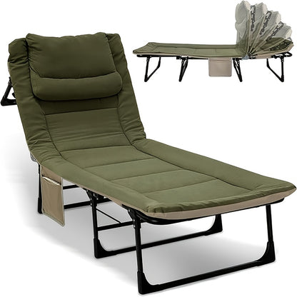 Ligstoel – Tuinstoel – Strandstoel – Zonnebed – Chaise Longue – 6 Verstelbare Standen – Belastbaar Tot 180 kg – Inklapbaar – Groen – 190x68 cm
