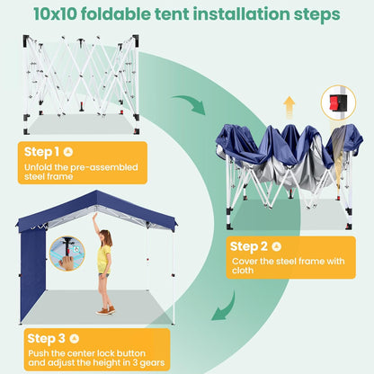 Pop-up Partytent – Opzet Tent – Canopy Tent – Tuin Tent – Evenement Tent – Grijs – 3,05 x 3,05 m – UPF 50+ Zonbescherming – Snelle One Touch Opbouw