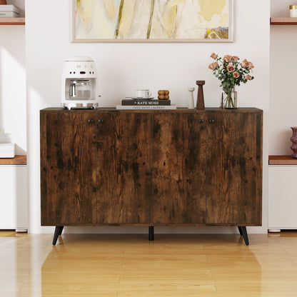 Dressoir – Dressoirkast – Buffetkast – Opbergkast – Ladekast – Houten Dressoir Met 4 Deuren – 5-Voudig Verstelbare Planken – Vintage Stijl 127,5x38x80 cm
