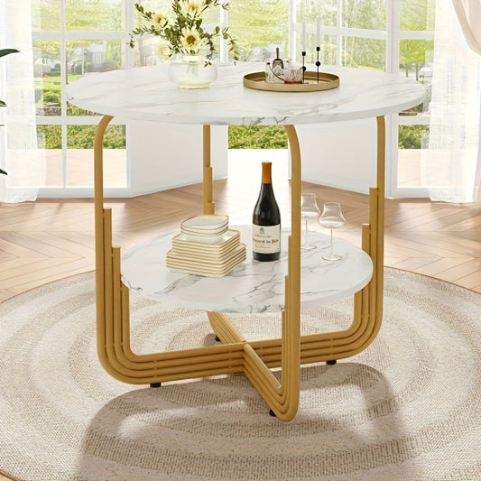 Luxury White Bamboo Round Dining Table & Coffee Table - 4-Person Expandable Design with Storage Plate in Center, Small Dining Table, Round Dining Table And Chair Set, Coffee Table Living Room, Round Coffee Table, Dining Table