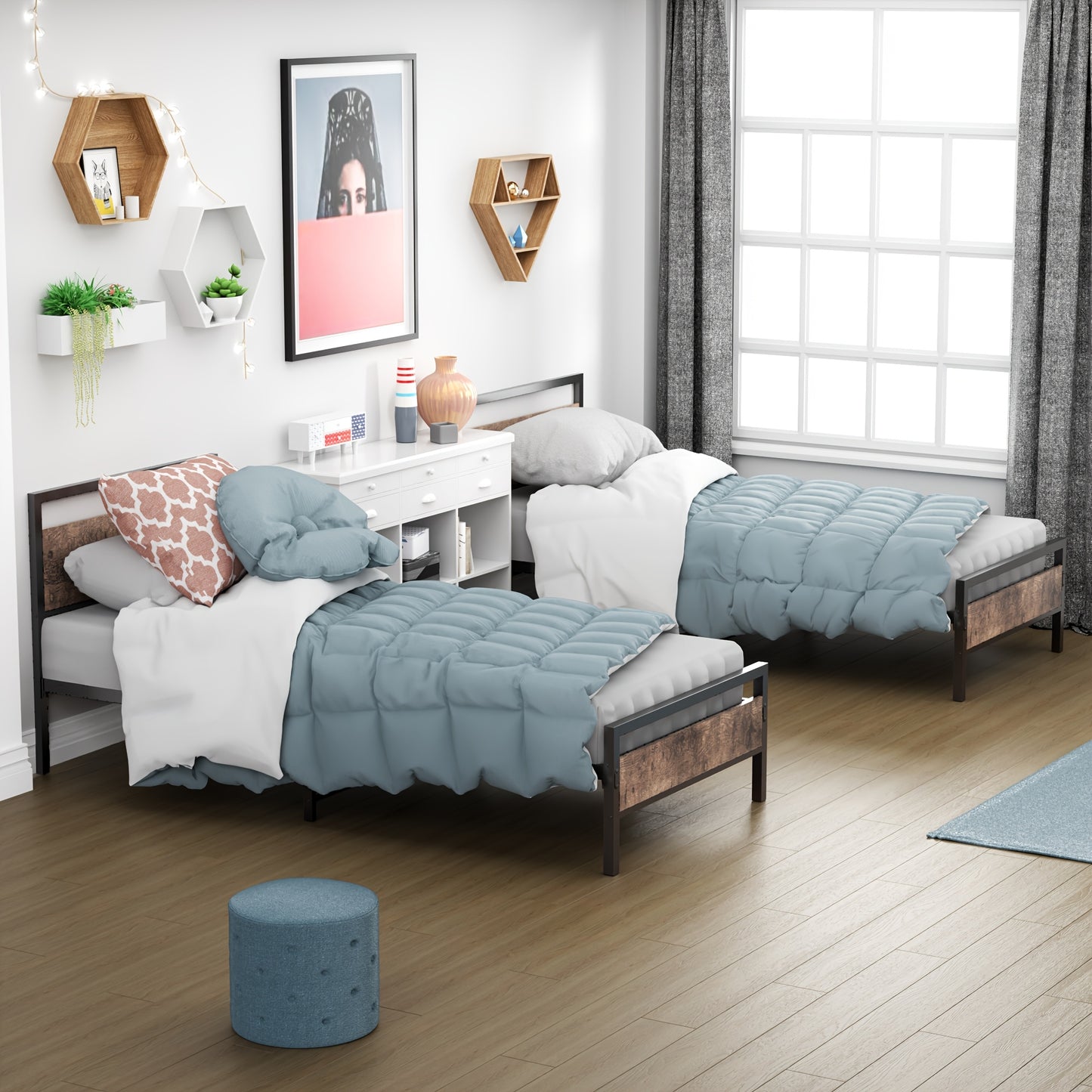 Metalen Bedframe – Stalen Bedbodem – Logeerbed Frame – Modern Jeugdbed – Bed Met Lattenbodem – Zwart – Stevig Stalen Frame – Opbergruimte Onder Bed